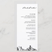 Houston Texas Skyline Modern Mariage Dinner Menu (Devant / Derrière)