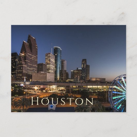 Houston, Texas Skyline, Nachtverlichting Briefkaart (Voorkant)