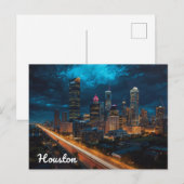 Houston Texas Skyline Night Traffic Briefkaart (Voorkant / Achterkant)