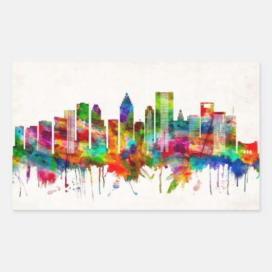 Houston Texas Skyline Rechthoekige Sticker (Voorkant)