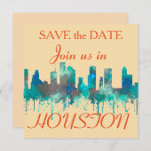 Houston, Texas Skyline - SG Oerwoud Save The Date (Voorkant / Achterkant)