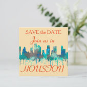 Houston, Texas Skyline - SG Oerwoud Save The Date (Staand voorkant)
