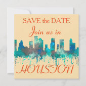 Houston, Texas Skyline - SG Oerwoud Save The Date (Voorkant)