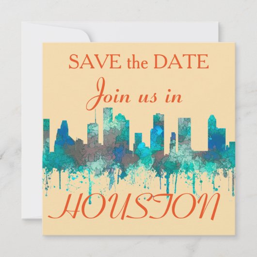 Houston, Texas Skyline - SG Oerwoud Save The Date (Voorkant)