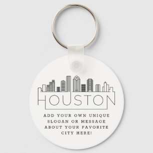 Houston, Texas Stylized Skyline   Aangepaste sloga Sleutelhanger