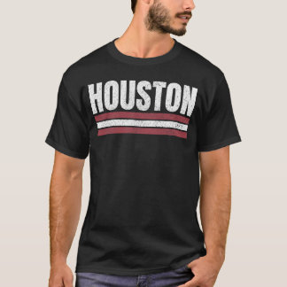 Houston Texas Three Stripe  Weathered T-shirt