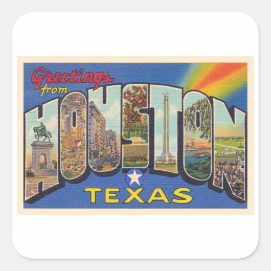 Houston Texas TX groot Briefkaart Vierkante Sticker (Voorkant)