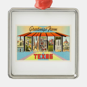 Houston Texas TX Old Vintage Travel Souvenir Metalen Ornament