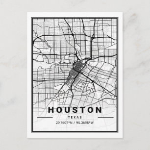 Houston Texas USA Travel City Map Poster Briefkaart