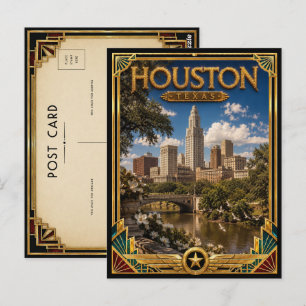 Houston Texas Vintage Art Deco Gouden Tijdperk Briefkaart