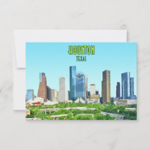 Houston Texas Vintage Flat Kaart