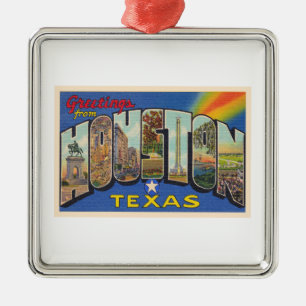 Houston Texas Vintage groot Briefkaart Metalen Ornament