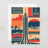Houston, Texas, vintage Save The Date (Voorkant / Achterkant)