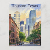 Houston Texas waterverf Briefkaart (Voorkant)