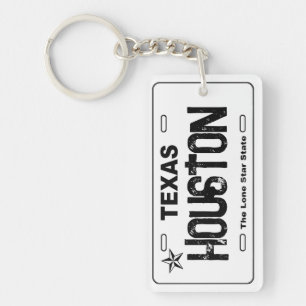 Houston Texas witte licentie bord sleutelhanger