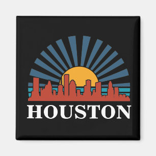 Houston Texas Zonsondergang Retro Reizen Magneet