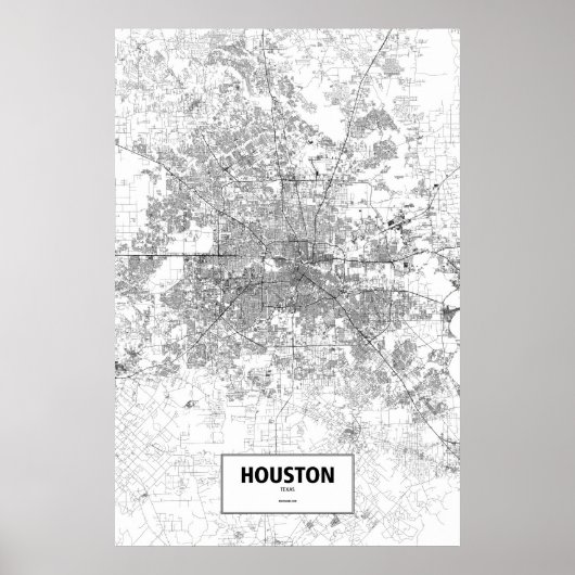 Houston, Texas (zwart op wit) Poster (Voorkant)