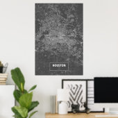 Houston, Texas (zwart wit) Poster (Thuiskantoor)