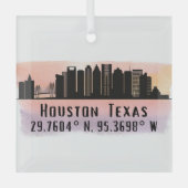 Houston TX City Skyline Glass Ornament (Voorkant)