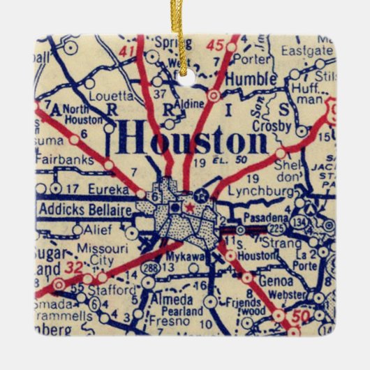 Houston TX Map Keramisch Ornament (Voorkant)