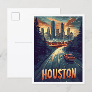 Houston Verenigde Staten Illustratie Reizen Briefkaart