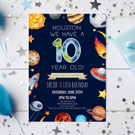 Houston We Have A 10 Year Old 10th Birthday Party Kaart