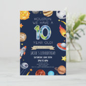 Houston We Have A 10 Year Old 10th Birthday Party Kaart (Staand voorkant)