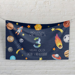 Houston We Have A 3 Year Old 3de Verjaardagsfeestj Spandoek