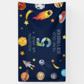 Houston We Have A 5 Year Old 5th Birthday Party Spandoek (Verticaal)