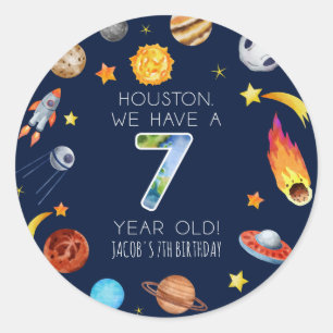 Houston We Have A 7 Jaar Oude 7e Verjaardagsfeestj Ronde Sticker