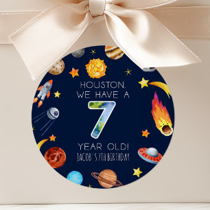 Houston We Have A 7 Jaar Oude 7e Verjaardagsfeestj Ronde Sticker
