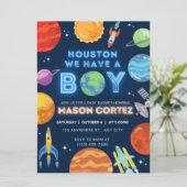 Houston We Have A Boy Outer Space Invitation Baby  (Staand voorkant)