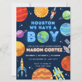 Houston We Have A Boy Outer Space Invitation Baby