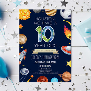 Houston We Have Een 10 Jaar Oude 10e Verjaardagsfe Kaart