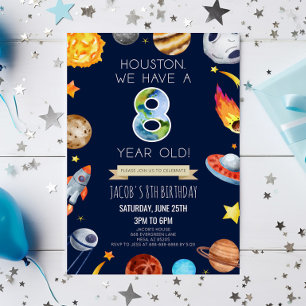 Houston We Have Een 8 Jaar Oude 8ste Verjaardagsfe Kaart