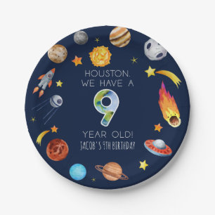 Houston We Have Een 9 Jaar Oude 9e Verjaardagsfees Papieren Bordje