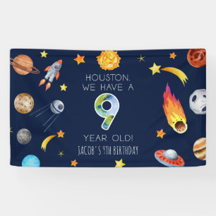 Houston We Have een 9 Jaar Oude 9e Verjaardagsfees Spandoek
