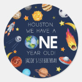 Houston We hebben een 1 jaar oud 1e verjaardagsfee Ronde Sticker (Voorkant)