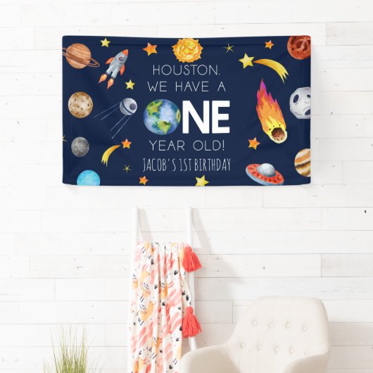 Houston We hebben een 1 jaar oud 1e verjaardagsfee Spandoek (Insitu)