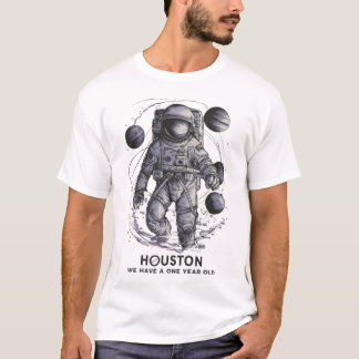 Houston We hebben een 1 jaar oude gelukkige 1e ver T-shirt