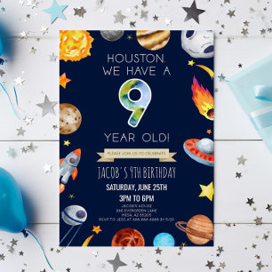 Houston We Hebben Een 9 Jaar Oude 9e Verjaardagsfe Kaart
