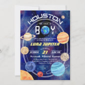 Houston We hebben een Boy Space Planets Baby showe Kaart (Voorkant)