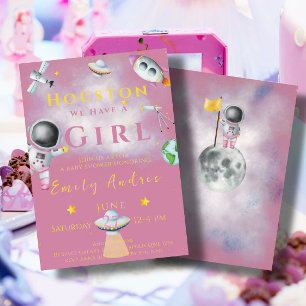 Houston We hebben een Girl baby shower Space Astro Kaart