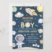 Houston We hebben een jongen buiten de ruimte Baby Kaart (Voorkant)
