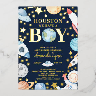 Houston We hebben een jongen buiten de ruimte Folie Uitnodiging