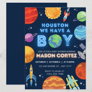 Houston We Hebben Een Jongen Outer Space Uitnodigi