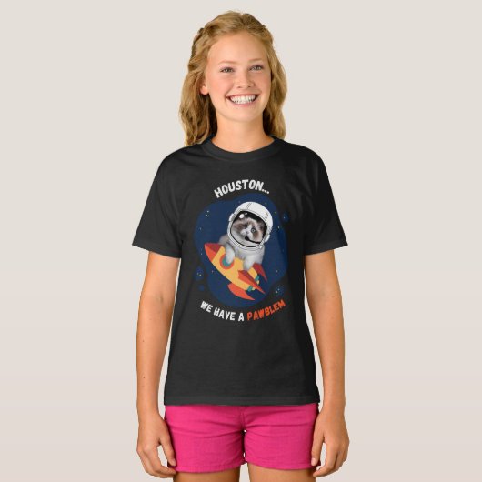 Houston We hebben een PAWblem T-shirt (Voorkant volledig)