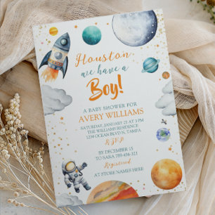 Houston We Hebben een Ruimte Babyshower Jongen Kaart
