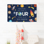 Houston We hebben een vier jaar oud 4e verjaardags Spandoek (Insitu)