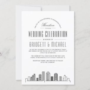 Houston Wedding Moderne Deco Skyline Kaart